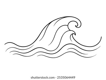 Flying Ocean Wave in Continuous Line Art