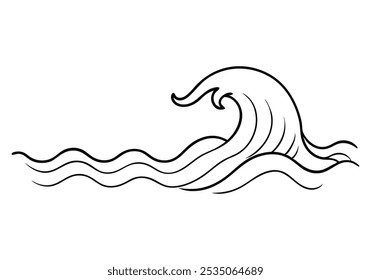 Flying Ocean Wave in Continuous Line Art