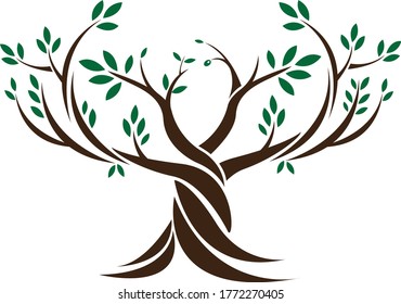 Silueta de diseño de olivos flotantes  