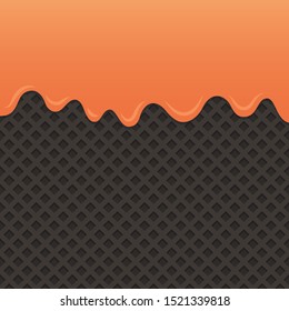 Flowing orange cream on chocolate wafer vector.