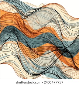 Flowing organic line art background with sweeping curved strokes like gusts of wind