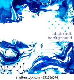 Flowing paint blue abstract background