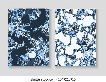 Flowing Paint Marble Vector Background Set. Granite, Pebble Poster. Terrazzo Brick Textured Organic Cover. Liquid Oil, Watercolor Paint, Marble Texture. Annual Report Minimal Cover Page, Fluid Design
