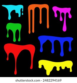 Flowing paint. Multicolored paint runs off. The best palette. Color mixing. EPS 10.