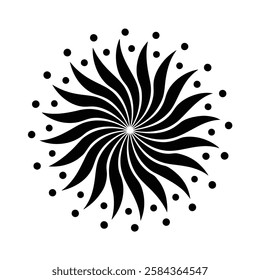 Flowing particle silhouette vector ornament.