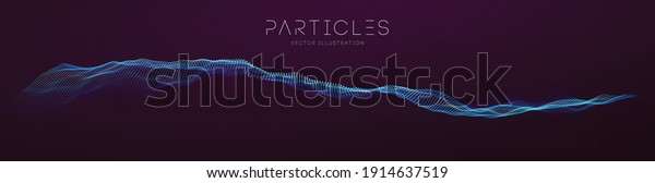 Flowing particle waves. Music\
abstract tech background. Vector sound wave technology background.\
Equalizer for music, showing audio waves with music waves. EPS\
10.