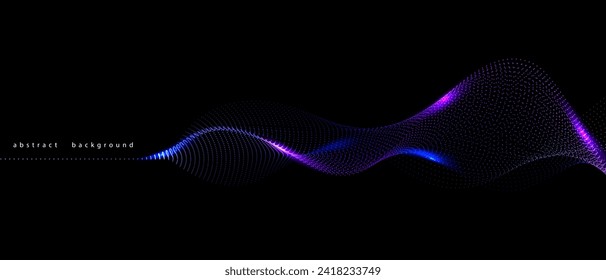 Flowing particles form waves, a gradient light pattern. modern technology background Vector illustration