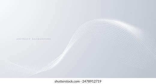 Flowing particles form waves, a gradient light pattern. modern technology background Vector illustration