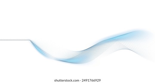 Flowing particles form waves, a gradient light pattern. modern technology background Vector illustration