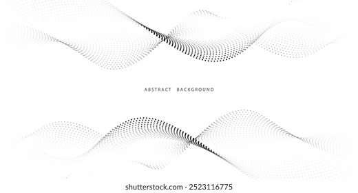 Flowing particles form waves, a gradient light pattern. modern technology background Vector illustration