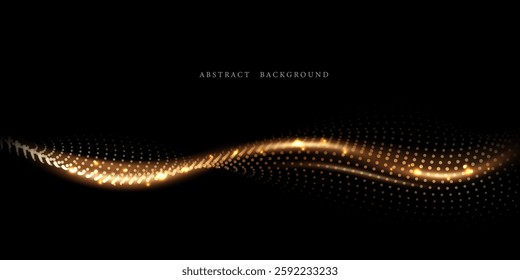Flowing particles form waves, a gradient light pattern. modern technology background Vector illustration