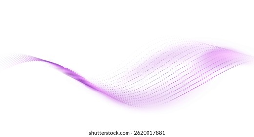 Flowing particles form waves, a gradient light pattern. modern technology background Vector illustration