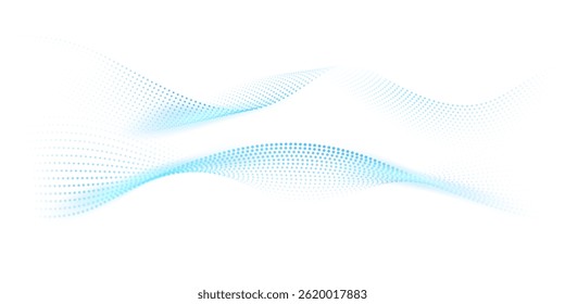Flowing particles form waves, a gradient light pattern. modern technology background Vector illustration