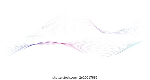Flowing particles form waves, a gradient light pattern. modern technology background Vector illustration