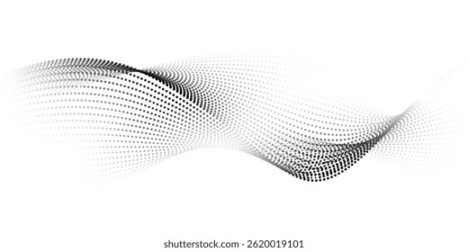 Flowing particles form waves, a gradient light pattern. modern technology background Vector illustration