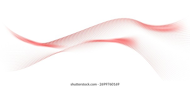 Flowing particles form waves, a gradient light pattern. modern technology background Vector illustration