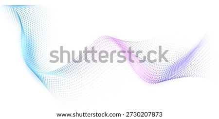 Flowing particles form waves, a gradient light pattern. modern technology background Vector illustration