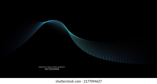 Flowing particles wave pattern, blue and purple gradient color isolated on white background. Vector in concept of AI technology, science, music, modern.
