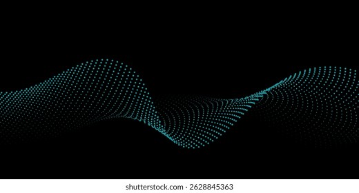 Partículas fluindo padrão de onda gradiente colorido azul roxo rosa isolado no fundo branco. Vetor no conceito de tecnologia de IA, ciência, música, moderno.