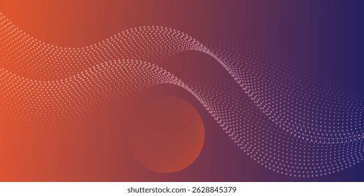 Partículas fluindo padrão de onda gradiente colorido azul roxo rosa isolado no fundo branco. Vetor no conceito de tecnologia de IA, ciência, música, moderno.