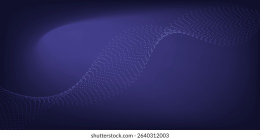 Flowing particles wave pattern colorful gradient blue purple pink isolated on white background. Vector in concept of AI technology, science, music, modern.