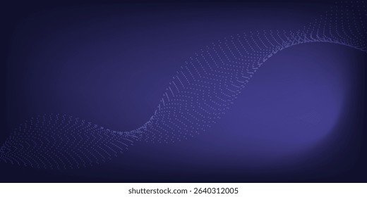 Flowing particles wave pattern colorful gradient blue purple pink isolated on white background. Vector in concept of AI technology, science, music, modern.