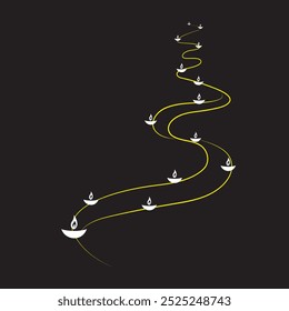 Flowing Path of Diyas For A Luminous Journey of Light and Hope, Diwali, Eid, Christmas, and Other Religious Festivals with a Modern Twist