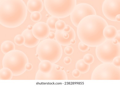 Flowing pink 3D spheres. Memphis inspired. Realistic illustration. Abstract background with three-dimensional geometric shapes. An advertising banner or brochure template. Fashionable dynamic wallpape