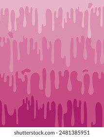 Flowing pink liquid. Pink background. Slime vector texture or paint drip or nail polish, cherry or raspberries jam. Dripping pink caramel and sause.