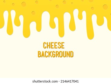 Flowing porous cheese on top with space background. Papercut style.
