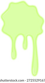 Flowing radioactive liquid forming a distinct drop pattern with interconnected drips.