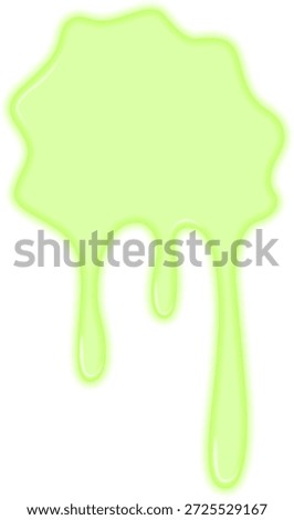 Flowing radioactive liquid forming a distinct drop pattern with interconnected drips.
