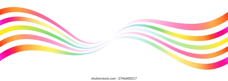 Flowing Rainbow Lines Bg. Dynamic Wave Pattern with Vibrant Curve Gradient Ribbons. Abstract Vector Background for Modern Graphic Design Projects.