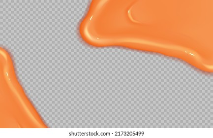 Flowing realistic liquid caramel on transparent background.Spreading sause,cream, milk or yogurt.