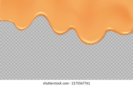 Flown realistische flüssige Karamelll auf transparentem Hintergrund.Spread-Pause, Sahne, Milch oder Jogurt.