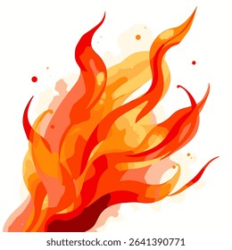 Flowing red-orange flame with abstract background
