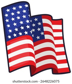 A flowing representation of the American flag showcasing its iconic stars and stripes.