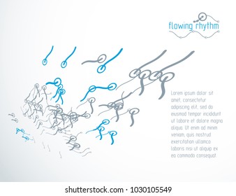 Flowing rhythm, abstract wave lines vector background for use as advertising poster or banner design.