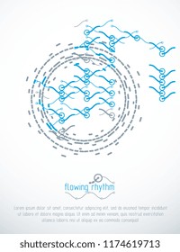 Flowing rhythm, abstract wave lines vector background for use as advertising poster or banner design.
