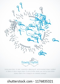 Flowing rhythm, abstract wave lines vector background for use as advertising poster or banner design.