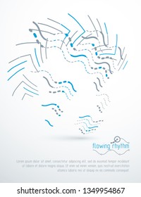Flowing rhythm, abstract wave lines vector background for use as advertising poster or banner design.