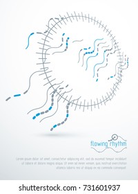 Flowing rhythm, abstract wave lines vector background for use as advertising poster or banner design.