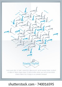 Flowing rhythm, abstract wave lines vector background for use as advertising poster or banner design.