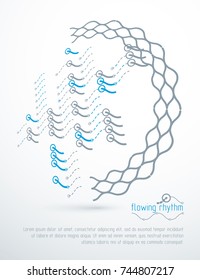 Flowing rhythm, abstract wave lines vector background for use as advertising poster or banner design.