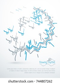 Flowing rhythm, abstract wave lines vector background for use as advertising poster or banner design.