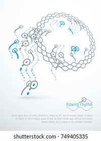 Flowing rhythm, abstract wave lines vector background for use as advertising poster or banner design.