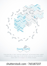 Ritmo de flujo, líneas de onda abstractas de fondo vectorial para uso como afiche publicitario o diseño de banner.