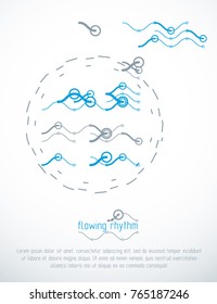 Flowing rhythm, abstract wave lines vector background for use as advertising poster or banner design.