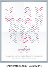 Flowing rhythm, abstract wave lines vector background for use as advertising poster or banner design.
