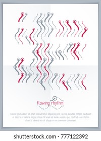 Flowing rhythm, abstract wave lines vector background for use as advertising poster or banner design.